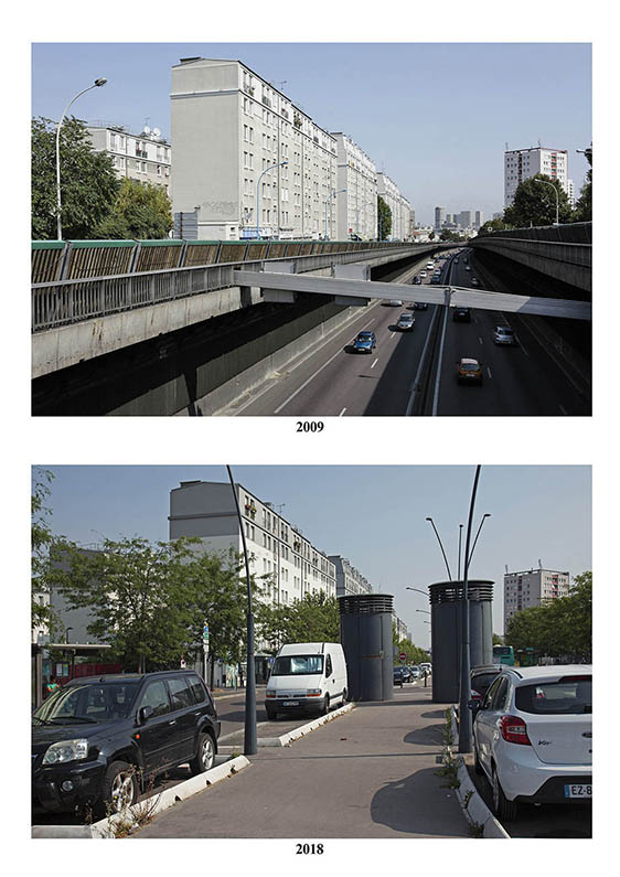 revoir l'autoroute A6 sur Arcueil à 9 ans d'intervalle