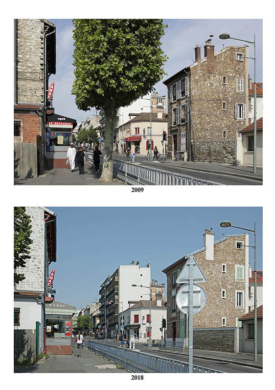revoir une rue boisée d'Arcueil à 9 ans d'intervalle