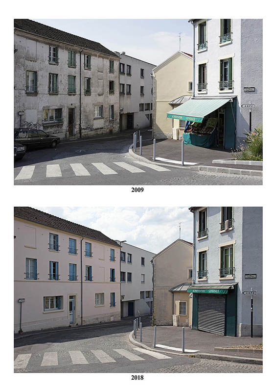 revoir une rue qui descend sur Arcueil à 9 ans d'intervalle