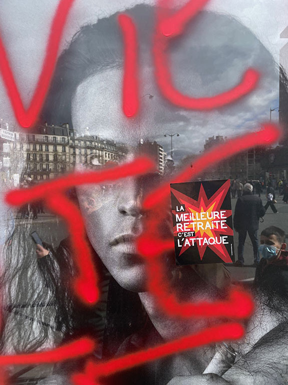 Lors d'une des nombreuses manifestations contre la loi de réforme des retraites début 2023